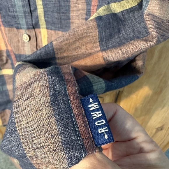 ROWM Short Sleeve Madras Plaid Button Down Shirt Men’s Size Large - Picture 6 of 6